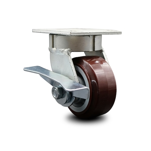 4 Inch Kingpinless Poly on Polyolefin Wheel Swivel Caster with Brake SCC